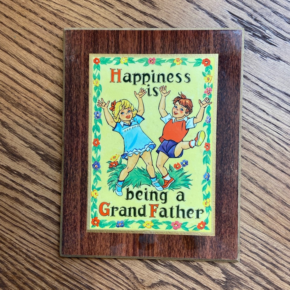 Grandfather Plaque W/Colorful Illustration in Excellent vintage condition
